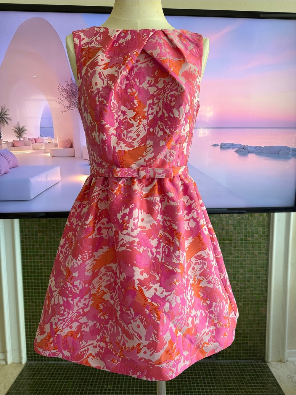 Pink cocktail dress by Single. Size 2. Made in USA